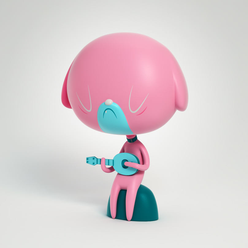 Sad Uke Dog Vinyl Toy Design